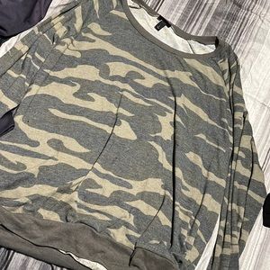 Torrid Raglan camo crewneck sweatshirt